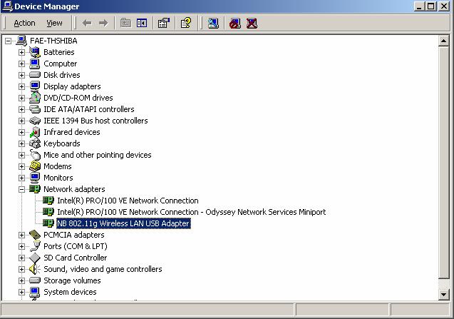 Manager button to see if any exclamation mark appears next to the Network Adapter/NB 802.