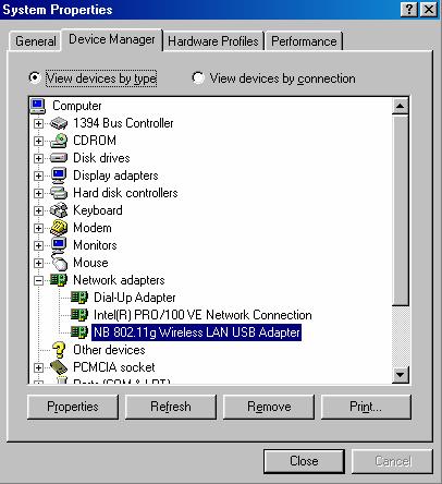 Step 8: Open Control Panel/System/Device Manager, and check Network Adapters to see if exclamation mark appears next to the NB 802.