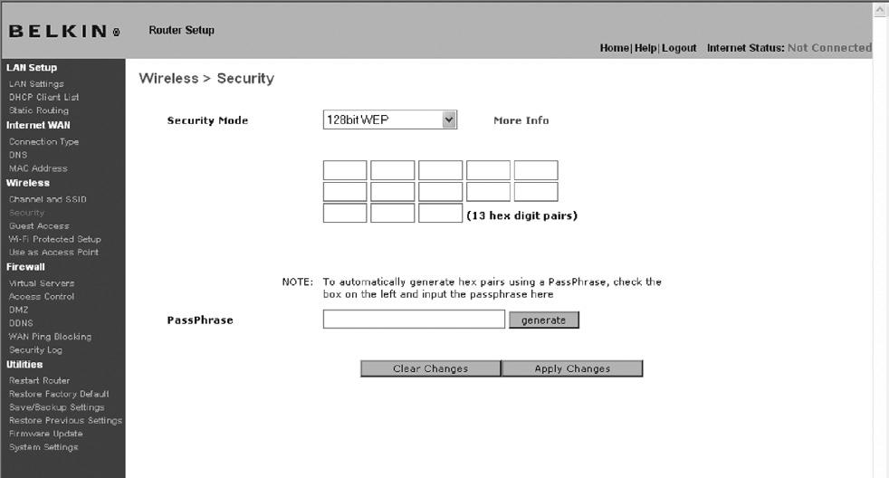 Using the Web-Based Advanced User Interface Setting WEP Encryption Note to Mac users: The Passphrase option will not operate with Apple AirPort.