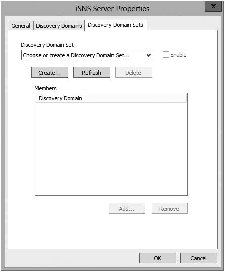 Storage in Windows Server 2012 813 12. Click the Discovery Domain Sets tab. The purpose of discovery domain sets is to further separate discovery domains.