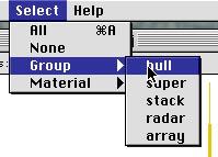 I select the 'hull' group from the Select menu. The selection rectangle selects the ships hull.