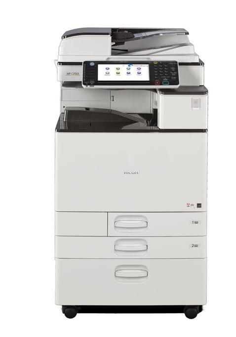 Multifunction Color MP C2003/MP C2503 Copy/print speed of 20-ppm (MP C2003) or 25-ppm (MP C2503) black & white and full-color Standard copy/print/scan & optional fax Up to 1,200 x 1,200 dpi
