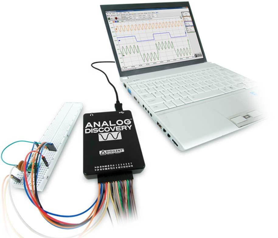 Analog Discovery (USB Oscilloscope) 2-Channel Oscilloscope 2-Channel Waveform Generator 16-Channel Logic Analyzer 16-Channel Digital