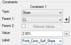 Types of Constraints Vertical Constraint shown in constraint display view SLOPE The child point maintains the specified Slope from the parent point.