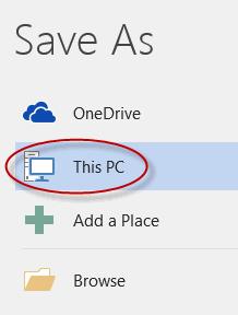 Selecting Save As opens up a dialog box in which you can see: A. The document location, or where on your computer Word will save your document.