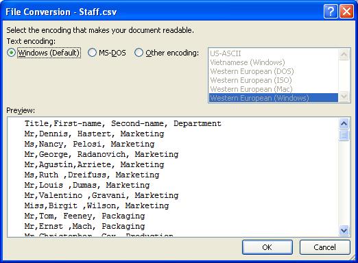 This will display the File Conversion dialog box.