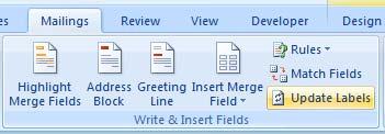 Press the Enter key to drop down to the next line and insert the field name Department.