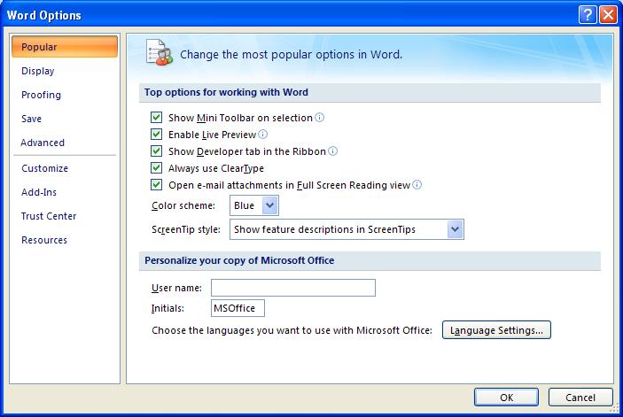 ECDL Module Three - Page 122 Customisation Setting and customising Microsoft Word Options There are a range of options that you can set or customise within Word.