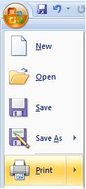 Click on the Office Button and select the Print button.