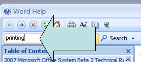Clicking on the Home button within the Microsoft Word help window will display the default starting page again.