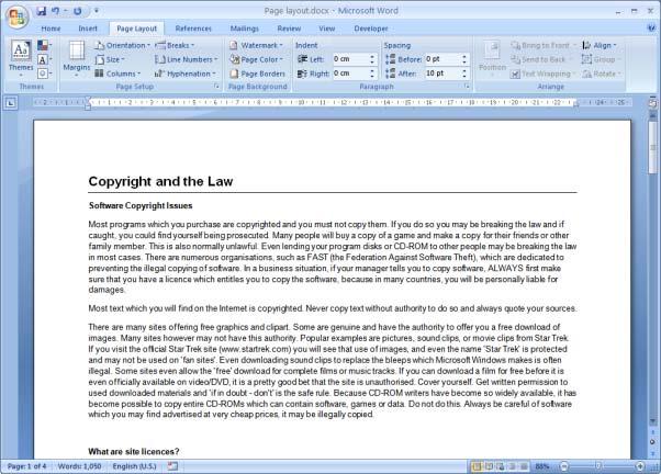 ECDL Module Three - Page 69 To see the effect better, click on the Microsoft