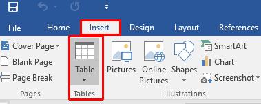 WORD 2016 FOUNDATION Page 114 Tables Using tables You can insert a table into your document. Each cell within the table can display text or a picture.
