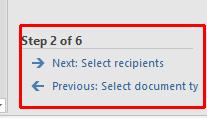 In this case we will use the current document that is displayed on your screen. Click on Next: Select Recipients at the bottom right of your screen.