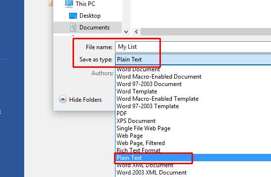 WORD 2016 FOUNDATION Page 166 Save the file. You may see a warning dialog box telling you that you are saving your file as a text only file, if so confirm the save.
