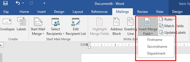 WORD 2016 FOUNDATION Page 173 Click on Firstname from the drop down list.