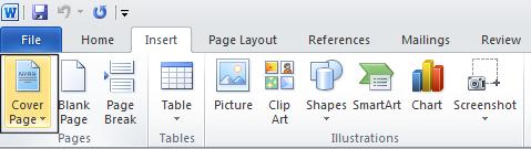 Open a document called Cover page. Click at the start of the document.