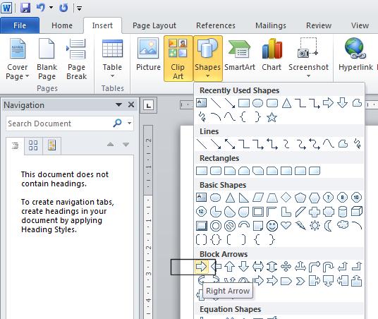 WORD 2010 FOUNDATION Page 130 You may not notice any change, but if you move the mouse pointer down over the white space within your document, you will notice that the mouse pointer has changed to