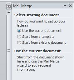 following options displayed to the right of your document.