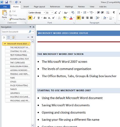 WORD 2010 FOUNDATION Page 38 Click on the Print Layout icon to return to the default view