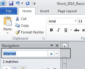 WORD 2010 FOUNDATION Page 80 Type in the text you wish to search for, in this case type in