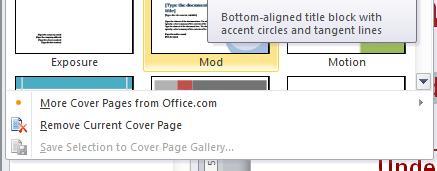 you can select a cover page type.
