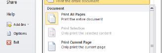 document, the current page or a
