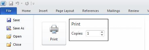 Setting the number of copies to