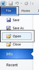 Page 18 To open a document, click on the File button and select the Open command. This will display the Open dialog box.