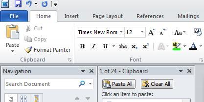 Page 45 Select all the text and press Ctrl+C to copy the text to the Clipboard. You should see a representation of this copied text displayed in the Microsoft Office Clipboard pane.