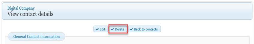 28 ECHA Accounts Manual Step 2. Click on Delete (Figure 30: How to delete contacts). Figure 30: How to delete contacts Step 3.