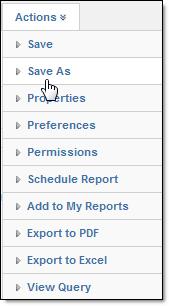 Creating a Report PAGE 18 3. If you select Save As, enter a new title for the report in the Name field.