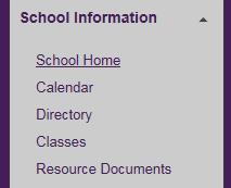 1. School Information Menu Items The School Information area of ParentsWeb has information and