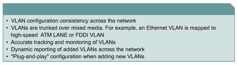 . Benefits of VTP (VLAN Trunking Protocol) Before discussing VTP, it is important to understand that VTP is not necessary in order to configure VLANs or Trunking on Cisco Switches.