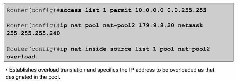 Configure PAT Overloading NAT 192.168.1.1 is the address your ISP has assigned you.