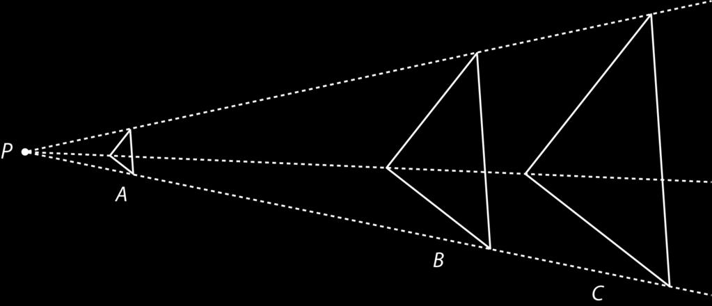 1. Find the center of dilation. 2. Triangle is a dilation of with approximately what scale factor? 3. Triangle is a dilation of with approximately what scale factor? 4.