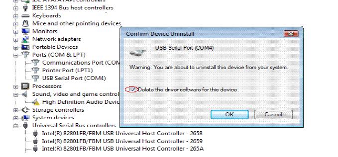 Note: If you have more than one USB Serial Port (COMx) installed in
