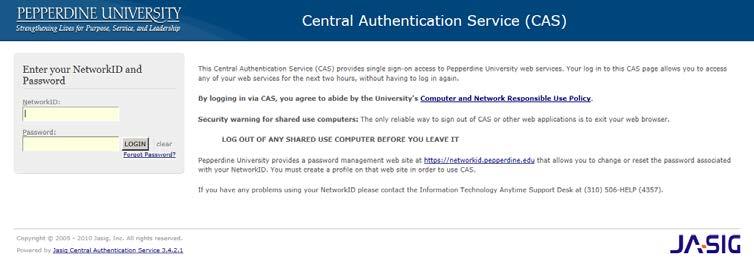 3. Log into the Central Authentication Service, also known as CAS, with