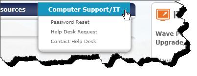 The Computer Support/IT menu list: the link to reset