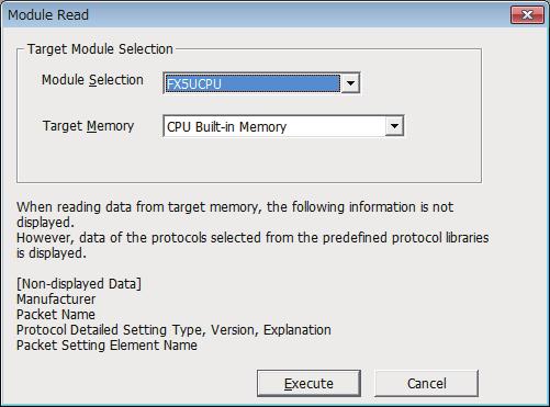Operations for protocol setting data The protocol setting data can be written to the CPU built-in memory or an SD memory card. The written protocol data in the memory can be read and verified.