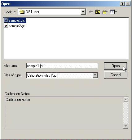 Opening A Calibration File To open a PCM Calibration file select Open File from the File menu or click on the Open File button on the tool bar at the top of the screen.