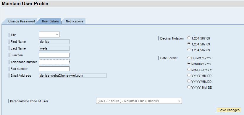 Decimal Notation & Date Format - click Save Changes Log out of the portal, and then back in, to