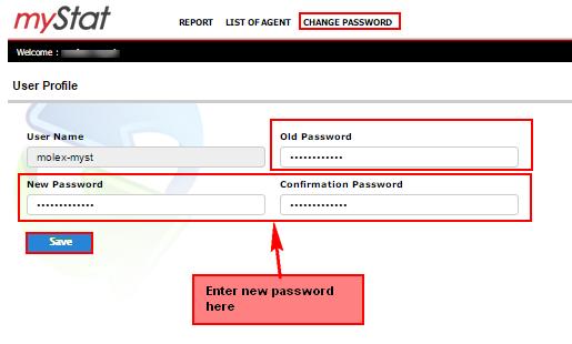2.2. Change Password i. To change password, click on ii. iii. iv. In the User Profile page, the username will automatically displayed as in image above.