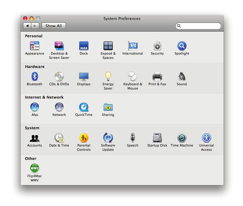 6 Open System Preferences. 7 This window will appear: For Mac OS X 10.