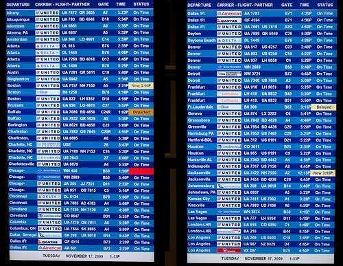 types of illustration departure board at Dulles
