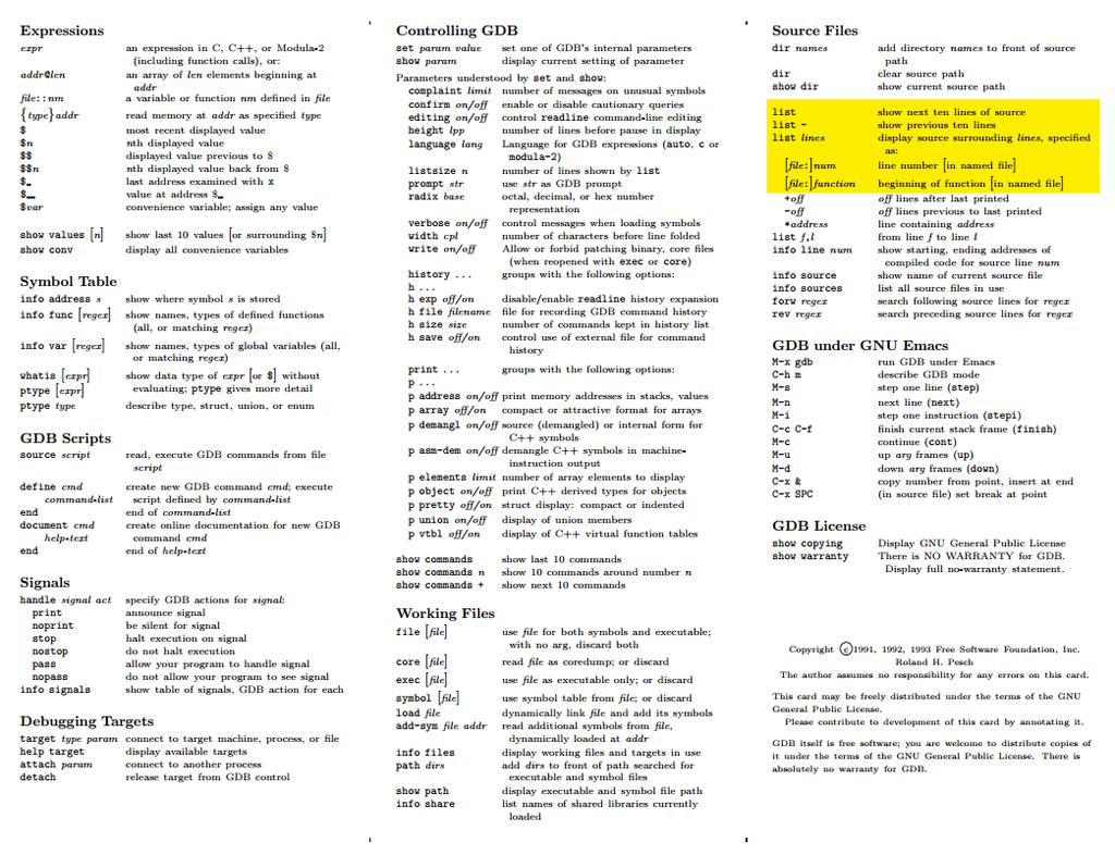 gdb quick reference card GDB Quick Reference.pdf print it!