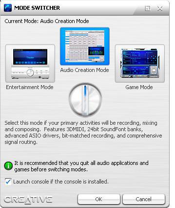 Switch to Audio Creation Mode Audio Creation Mode is the mode of operation we designed specifically for precision recording applications.