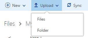 Uploading existing files Existing files can be uploaded to OneDrive very quickly using one of