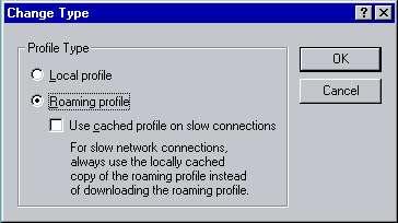 Chapter 6: Connecting Windows Workstations 173 Figure 18. Switching between local and roaming profiles.