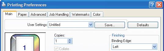 SAVING FREQUENTLY USED PRINT SETTINGS Settings configured on each of the tabs at the time of printing can be saved as user settings.