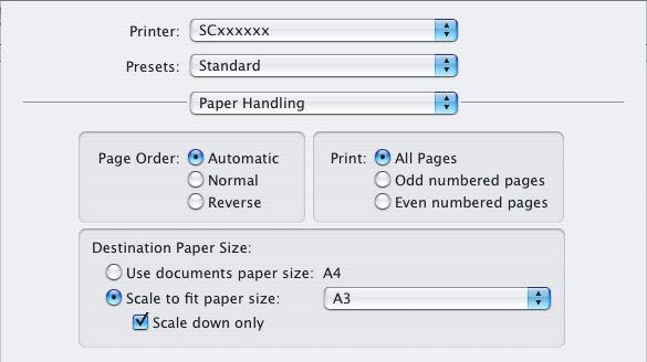 loaded in the machine. A4 or Letter A3 or Ledger The following example explains how to print an A4 size document on A3 size paper. Windows (1) (3) (2) (4) (1) Click the [Paper] tab.